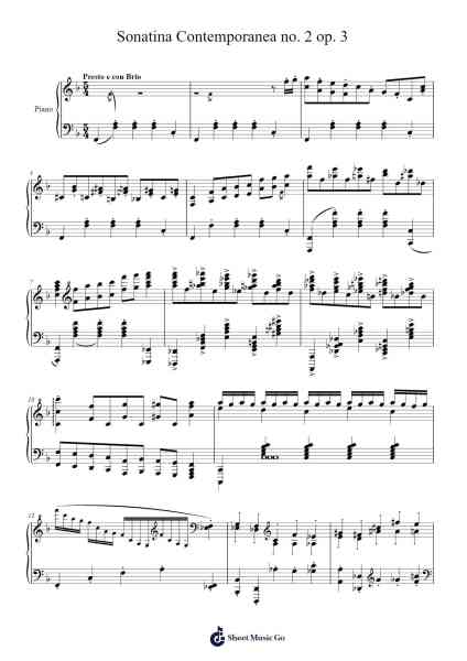 Sonatina Contemporanea no. 2 op. 3 Sheet Music by Agustin Urbina-Arr.Montbrook