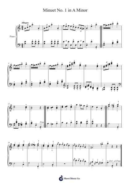 Minuet No. 1 in A Minor 乐谱由 Lucas Mossman - 编曲 Dwightlitt
