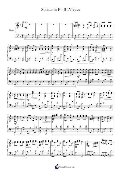 Sonata in F, III. Vivace Sheet Music by Phifox-Arr.Chauburne Fowblair