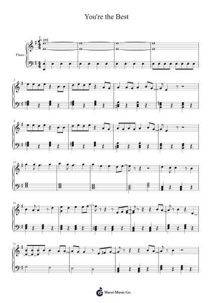You're the Best Sheet Music by Bill Conti/Allee Willis-Arr.Stonelian Chantham
