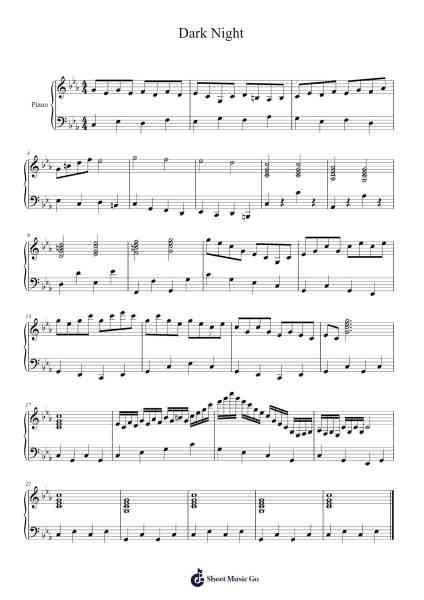 Dark Night Sheet Music by Sanpeare Ramsblume-Arr.Wolflor Coltrid