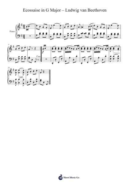 Ecossaise in G Major Sheet Music by Ludwig van Beethoven-Arr.Thomptab