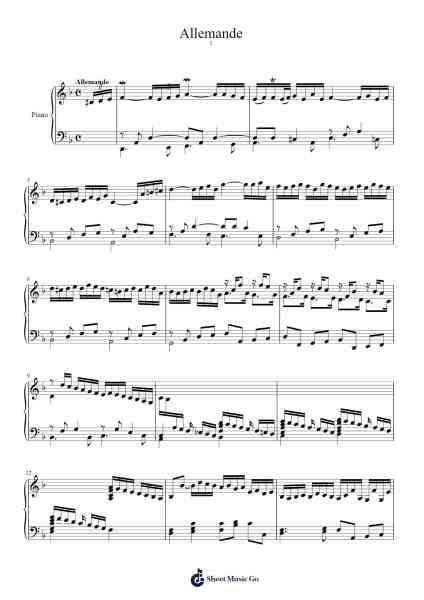Partita IV in D Minor: Allemande Sheet Music by Christoph Graupner-Arr.O'Conbrooke