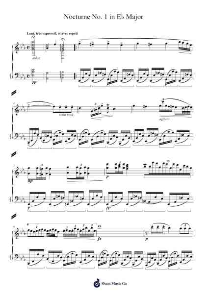 Nocturne No. 1 in E♭ Major Sheet Music by Zakariyae DERRO-Arr.Triswolf Roochel