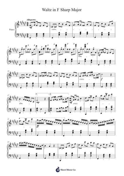 Waltz in F Sharp Major Sheet Music by Grifreade-Arr.Bushple
