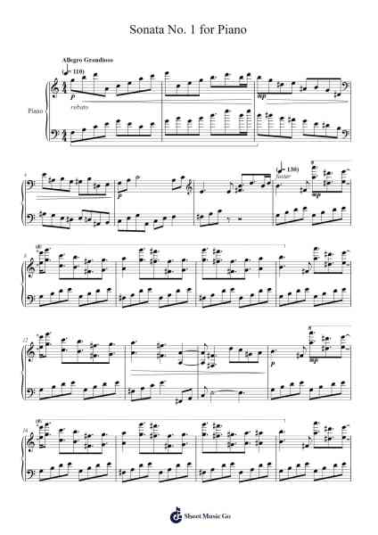 Sonata No. 1 for Piano Sheet Music by Matthew Wheeler-Arr.Besquinn