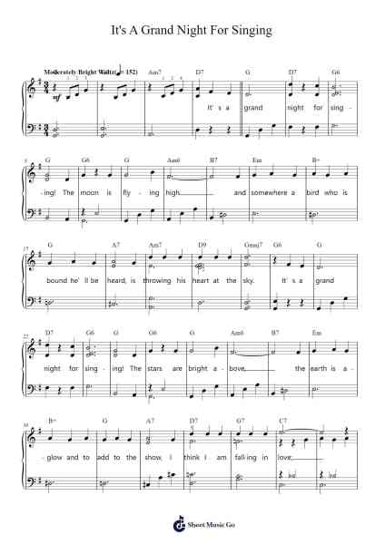 It's A Grand Night For Singing Sheet Music by Rodgers & Hammerstein-Arr.Losopp Webslin