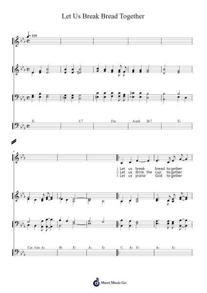 Let Us Break Bread Together Sheet Music by Bobtab-Arr.Osbrow Joeholt
