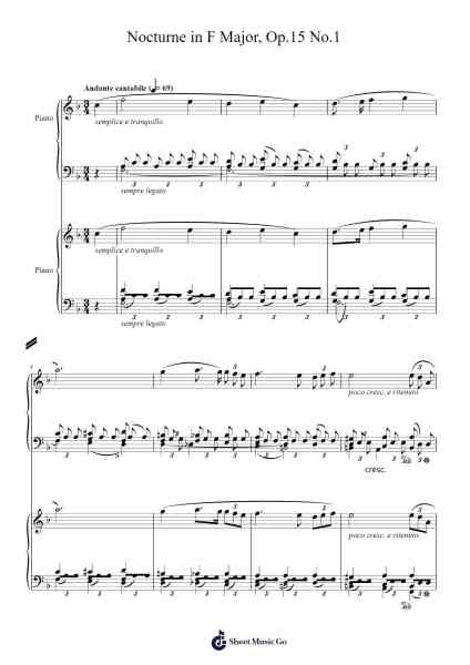Nocturne in F Major, Op. 15, No. 1 Sheet Music by Frédéric Chopin-Arr.Spenky Chloelith
