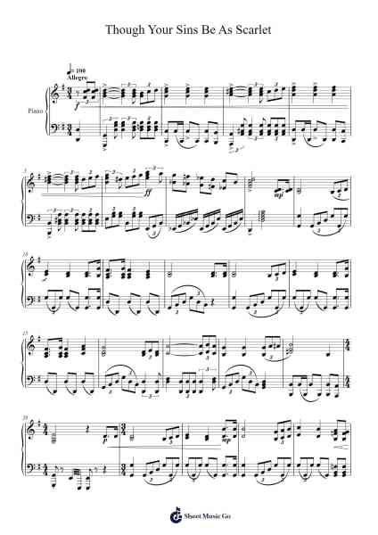 Though Your Sins Be As Scarlet Sheet Music by W. Howard Doane-Arr.Deirrine Sisibyl