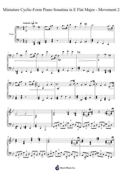 Miniature Cyclic-Form Piano Sonatina in E Flat Major - Movement 2 Sheet Music by Cookeda-Arr.Thodorejoan