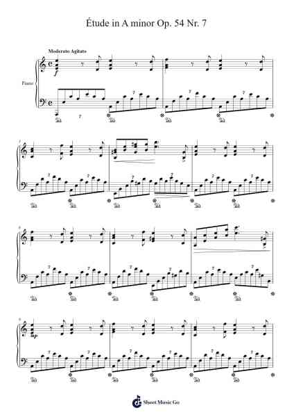 Étude in A Minor, Op. 54, No. 7 Sheet Music by Genewat Duttret-Arr.Wolflor Coltrid