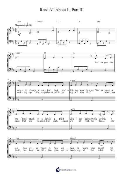 Read All About It, Part III Sheet Music by Emeli Sandé-Arr.Dawnbian Sherqe