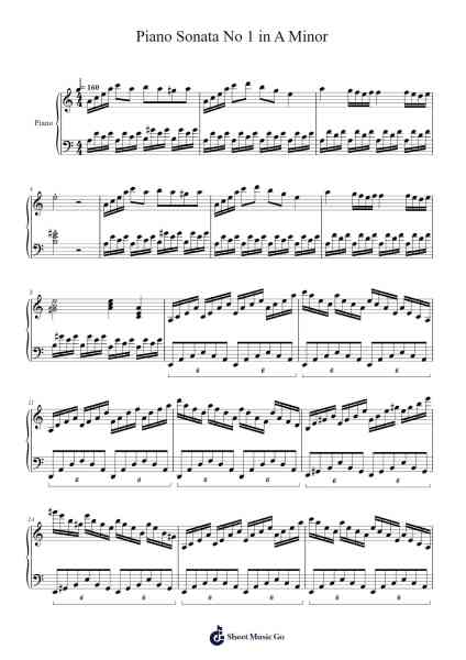 Piano Sonata No 1 in A Minor Sheet Music by Salgram Walsel-Arr.Gwenje Cookmike
