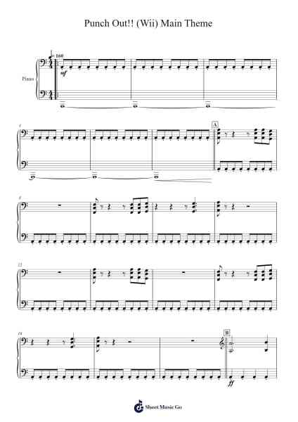 Punch Out!! (Wii) Main Theme Sheet Music by Video Games Misc-Arr.Huthorne