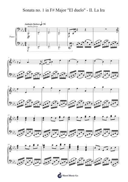 Sonata No. 1 in F# Major "El duelo": II. La Ira Sheet Music by Julio García-Arr.Maugvia Browninglogg