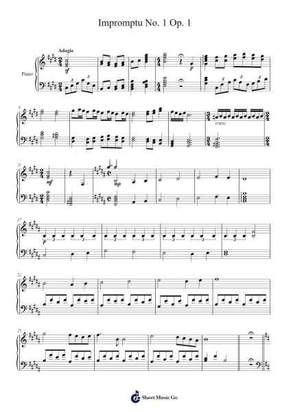 Impromptu Op. 1 No. 1 Sheet Music by Angus Wong-Arr.Cybing Gilldrew