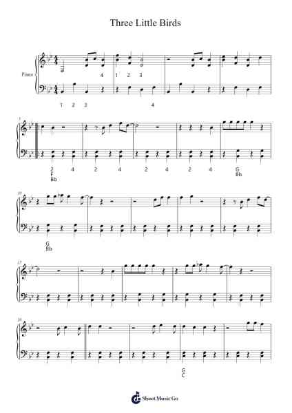 Three Little Birds Sheet Music by Bob Marley-Arr.Saske