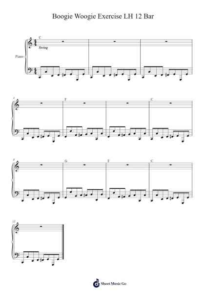 Boogie Woogie Exercise LH 12 Bar Sheet Music by Digby The Pianoman-Arr.Clarjudd