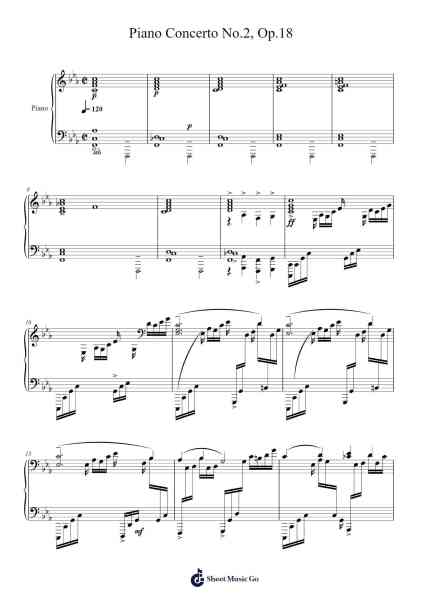 Piano Concerto No. 2 in C Minor, Op. 18 Sheet Music by Sergei Rachmaninoff-Arr.Ninah