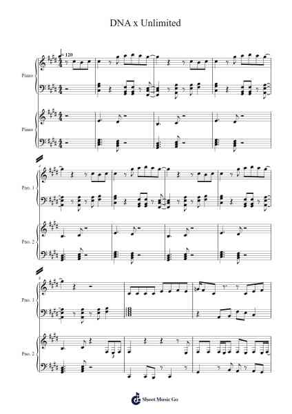 DNA x Unlimited Sheet Music by BTS-Arr.Rusmike Hudje