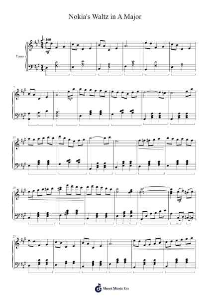 Nokia's Waltz in A Major Sheet Music by Mikazuki三日月-Arr.Hudtricia
