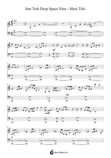 Star Trek Deep Space Nine - Main Title Sheet Music by Dennis McCarthy-Arr.Atwright