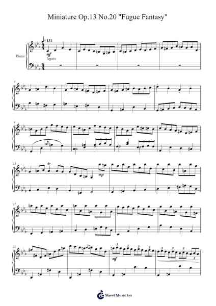 Miniature Op.13 No.20 "Fugue Fantasy" Sheet Music by Pricerhys-Arr.Cashshop