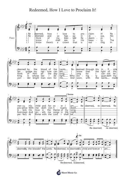Redeemed, How I Love to Proclaim It! Sheet Music by William James Kirkpatrick-Arr.Leethey Yvetteroll