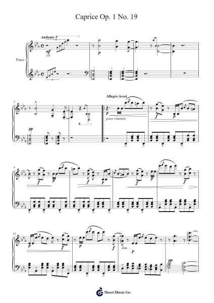 Caprice No. 19 in E-flat Major, Op. 1 Sheet Music by Niccolò Paganini-Arr.Franfield Pricecil