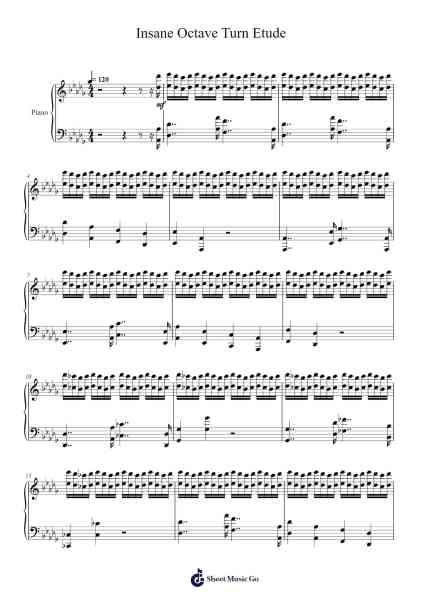 Insane Octave Turn Etude Sheet Music by Chauchild Litus-Arr.Yuledawn
