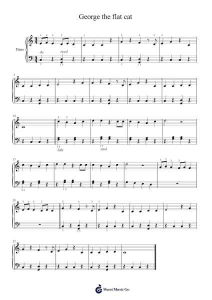 George the flat cat Sheet Music by -Arr.Evejob
