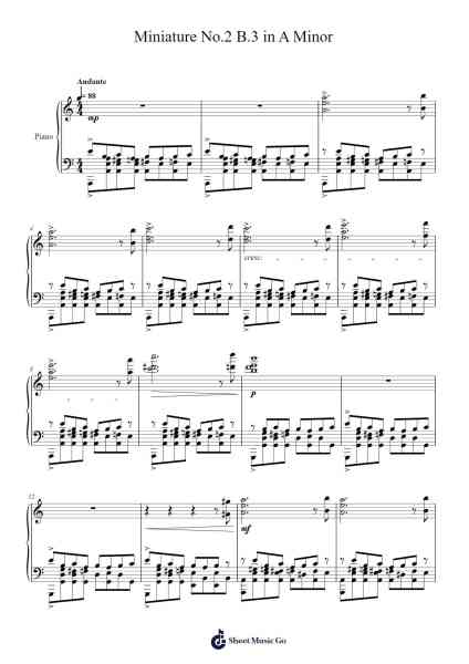 Miniature No. 2 in A Minor, B. 3 Sheet Music by Pricerhys-Arr.Graycie Scob