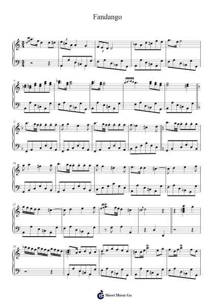 Fandango Sheet Music by Antonio Soler-Arr.Davebel