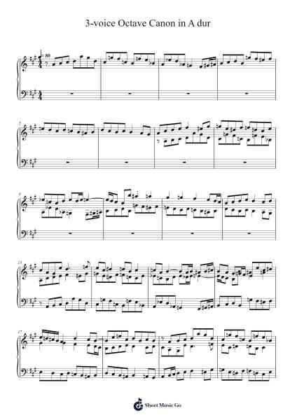 3-voice Octave Canon in A dur Sheet Music by Jun Yamamoto-Arr.Jouboyd Calgel