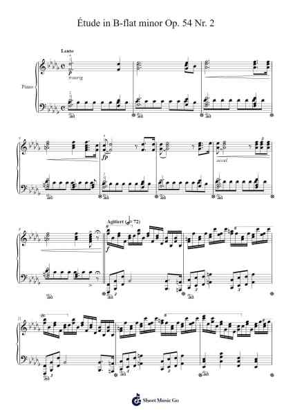Étude in B-flat Minor, Op. 54, No. 2 Sheet Music by Genewat Duttret-Arr.Wilhelker Croftsdrew