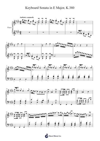 Keyboard Sonata in E Major, K.380 Sheet Music by Domenico Scarlatti-Arr.Attmen Keycie