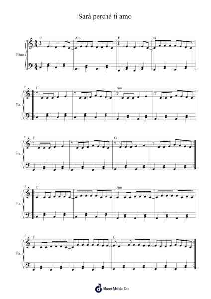 Sarà perché ti amo Sheet Music by Ricchi e Poveri-Arr.Wavieve Katdy