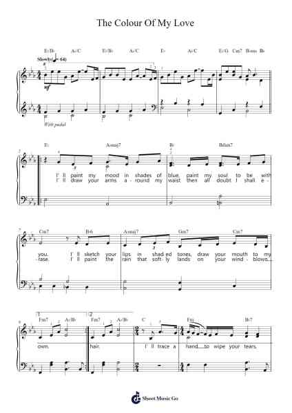 The Colour Of My Love Sheet Music by Celine Dion-Arr.Babmia
