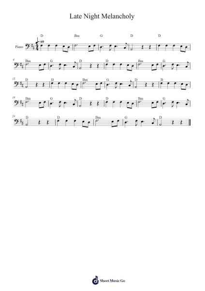Late Night Melancholy Sheet Music by Rude Boy & White Cherry-Arr.Greenlaw