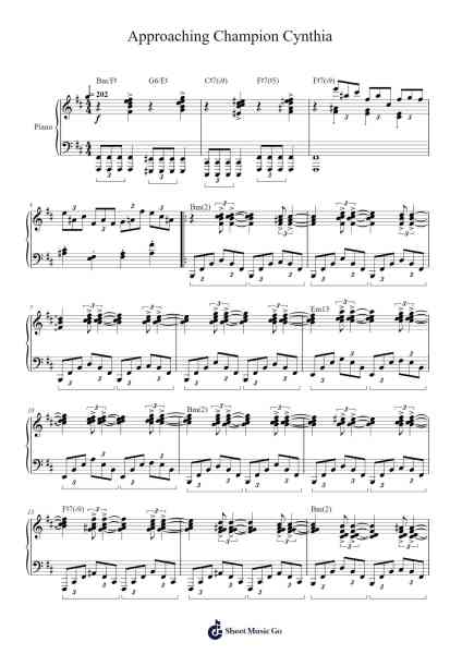 Approaching Champion Cynthia Sheet Music by Go Ichinose-Arr.Camilbeard