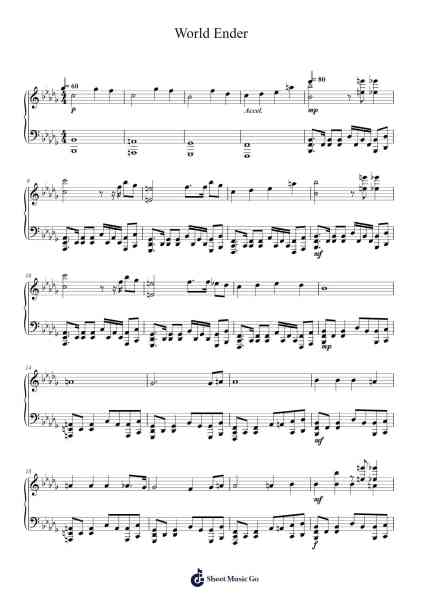 World Ender Sheet Music by Chloeclough-Arr.Dempdawn Ftance