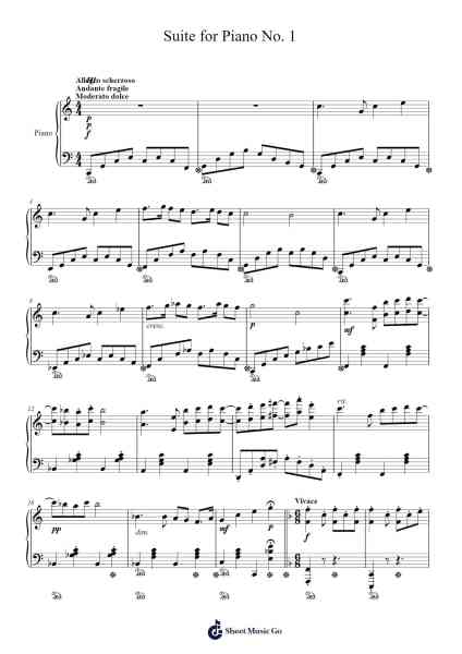 Suite for Piano No. 1 Sheet Music by Liam Kennedy-Arr.Bartrhys Shelcie