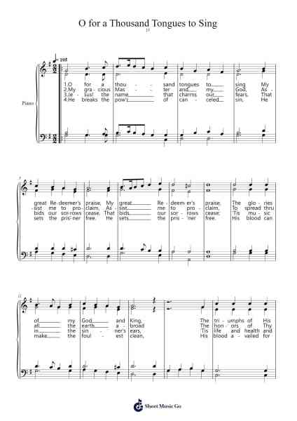 O for a thousand tongues to sing Notas de música por Thomas Jarman-Arr.Frebert