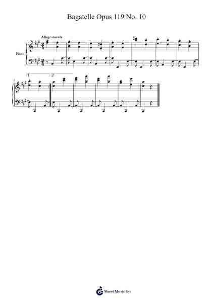 Bagatelle Opus 119 No. 10 樂譜由 Ludwig van Beethoven - 編曲 Blanmiles