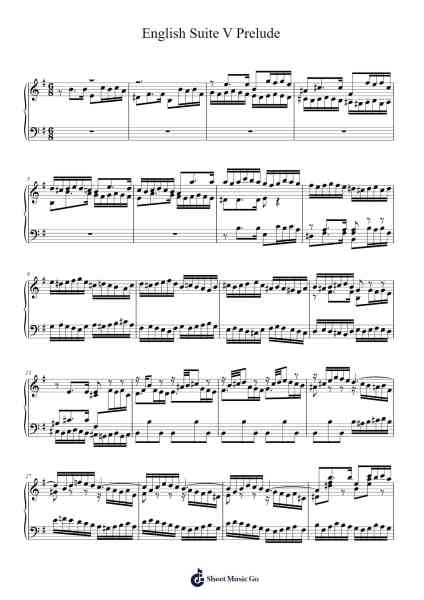 English Suite V Prelude Sheet Music by Johann Sebastian Bach-Arr.Derkyle