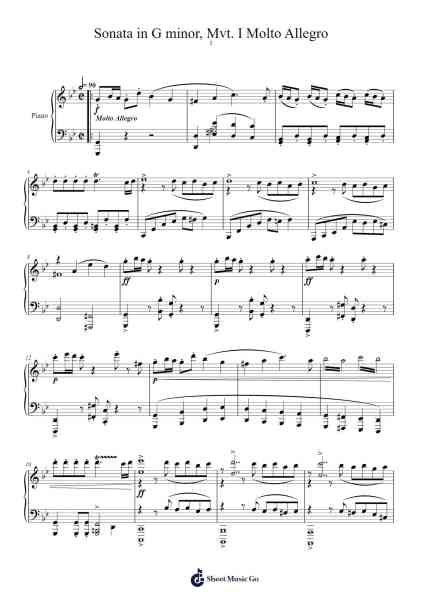 Sonata in G minor, Mvt. I Molto Allegro 樂譜由 Brett Lindler - 編曲 Ciscer Georyale