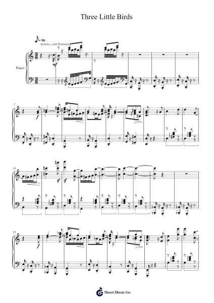 Three Little Birds Sheet Music by 加藤 洋平-Arr.Joanvieve