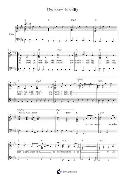Uw naam is heilig Sheet Music by -Arr.Reedtrine Gunnix