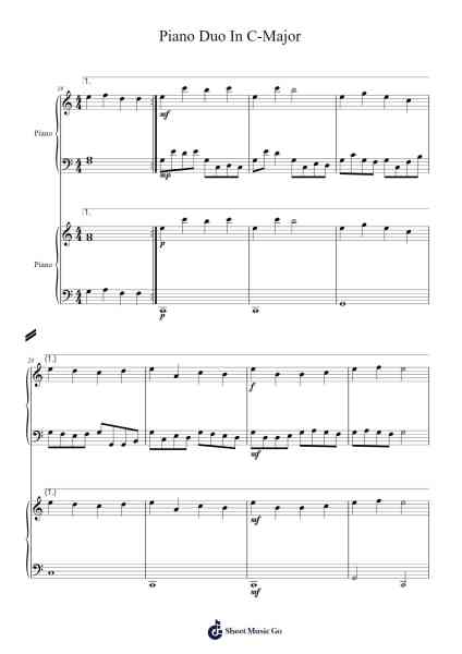 Piano Duo In C-Major Sheet Music by Hamjah Huxthorne-Arr.Fordlome